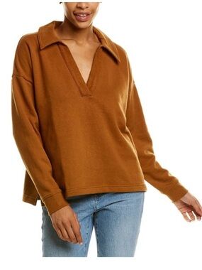 Anthropologie Madewell Cotton‎ Hemp Polo V-Neck Collared Pullover Sweatshirt
